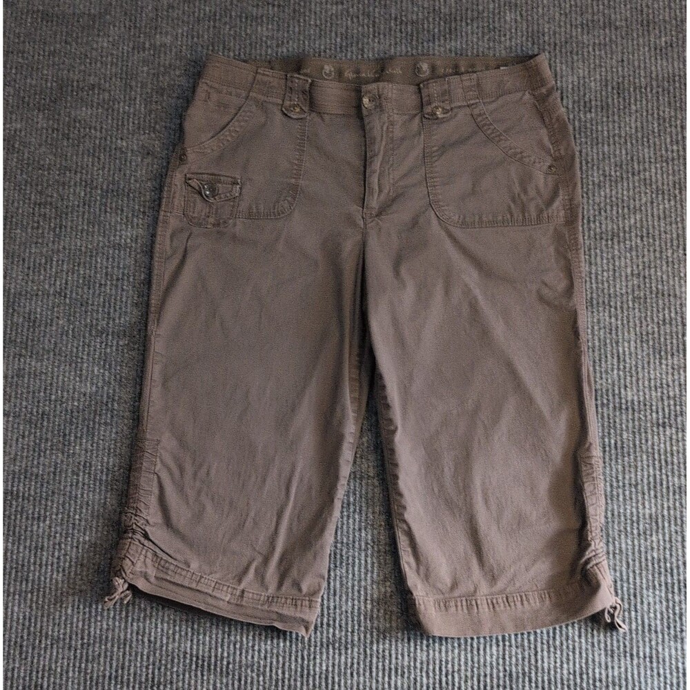 Gloria Vanderbilt Capri Pants Womens 12 Brown Cargo Utility Comfort Waistband
